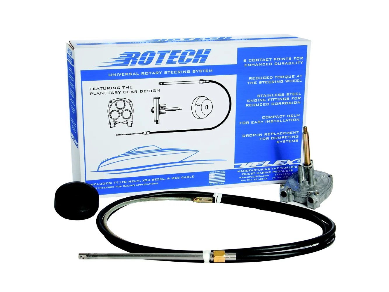 UFlex Rotech 14' Rotary Steering Package - Cable, Bezel, Helm