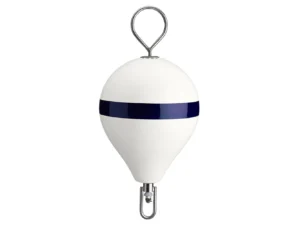Polyform 13.5" CM Mooring Buoy w/SS Iron - White Blue Stripe