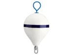 Polyform 17" CM Mooring Buoy w/Galvanized Iron - White Blue Stripe
