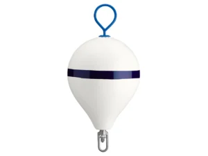 Polyform 17" CM Mooring Buoy w/Galvanized Iron - White Blue Stripe