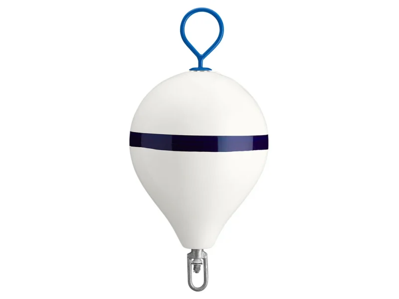 Polyform 17" CM Mooring Buoy w/Galvanized Iron - White Blue Stripe