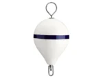 Polyform 17" CM Mooring Buoy w/SS Iron - White Blue Stripe