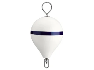 Polyform 17" CM Mooring Buoy w/SS Iron - White Blue Stripe
