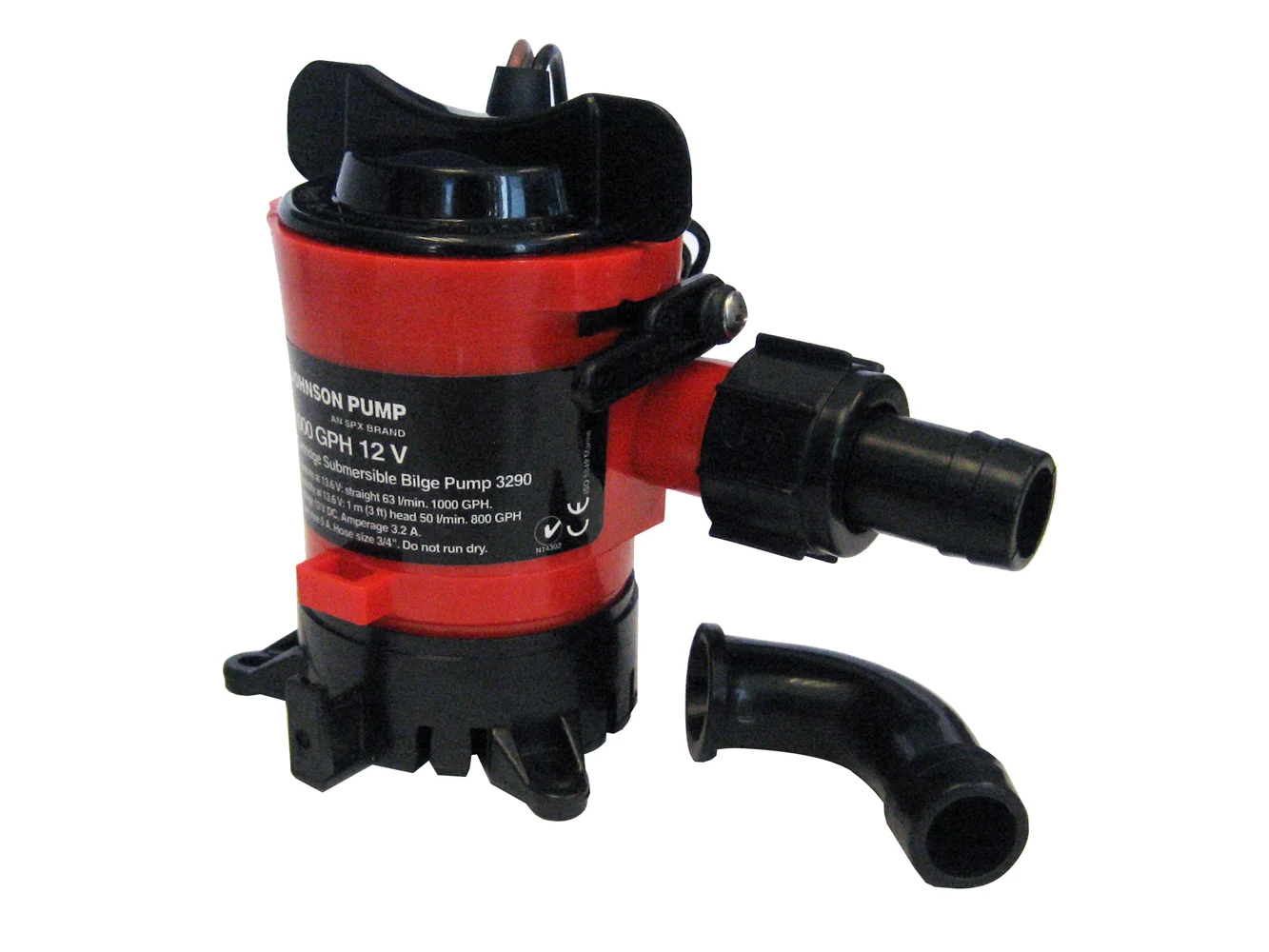 Johnson Pump 1000 GPH Bilge Pump 3/4" 12V Dura Ports