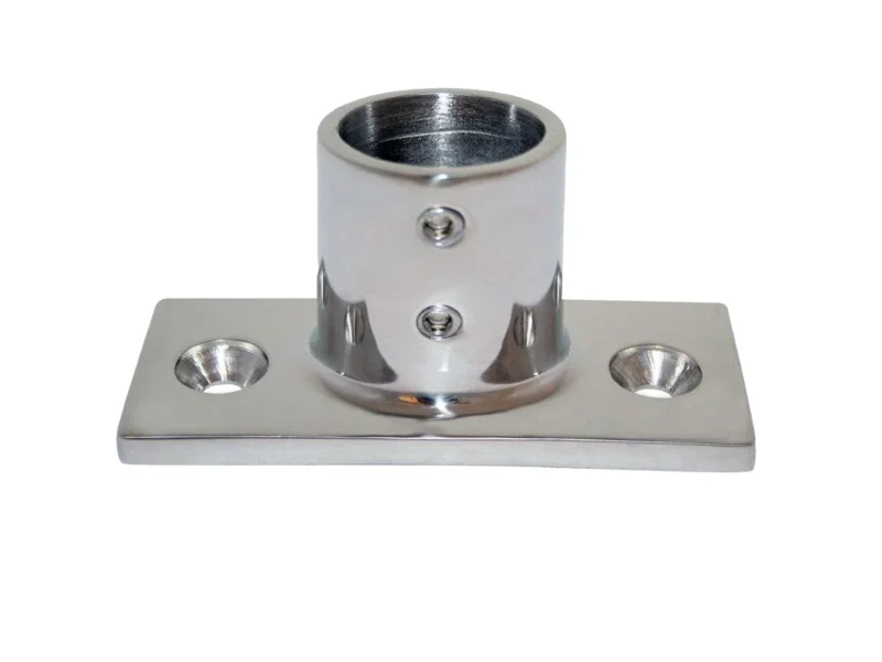 Whitecap ⅞" O.D. 90° 2-Hole Rectangle Base SS Rail Fitting