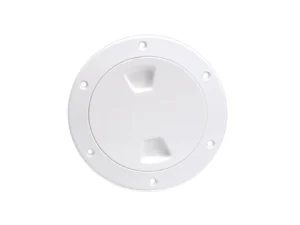 Beckson 4" Smooth Center Screw-Out Deck Plate - White