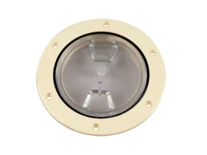 Beckson 4" Clear Center Screw-Out Deck Plate - Beige