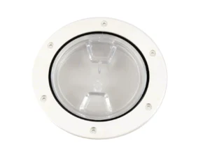 Beckson 4" Clear Center Screw-Out Deck Plate - White