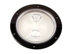 Beckson  6" Clear Center Screw-Out Deck Plate - Black