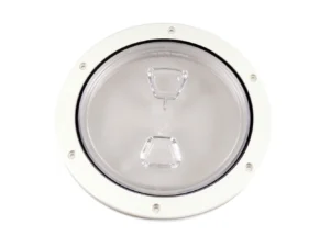 Beckson 6" Clear Center Screw Out Deck Plate - White