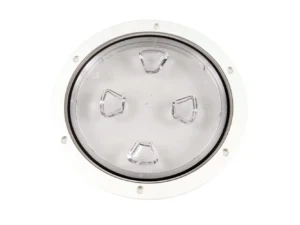 Beckson 8" Clear Center Screw-Out Deck Plate - White