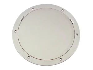 Beckson 8" Smooth Center Pry-Out Deck Plate - White