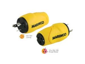 Marinco Straight Adapter 20Amp Locking Male Plug to 15Amp Straight Female Adapter