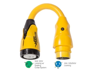 Marinco P504-503 EEL 50A-125V Female to 50A-125/250V Male Pigtail Adapter - Yellow