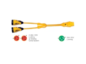 Marinco Y503-2-30 EEL (2)-30A-125V Female to (1)50A-125V Male - "Y" Adapter - Yellow