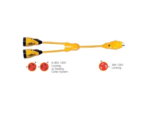 Marinco Y30-2-30 EEL (2)30A-125V Female to (1)30A-125V Male "Y" Adapter - Yellow
