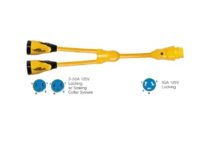 Marinco Y504-2-504 EEL (2)50A-125/250V Female to (1)50A-125/250V Male "Y" Adapter - Yellow