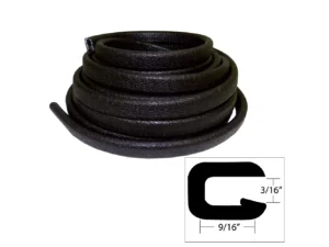 TACO Flexible Vinyl Trim - 5/32" Opening x 9/16"W x 25'L - Black