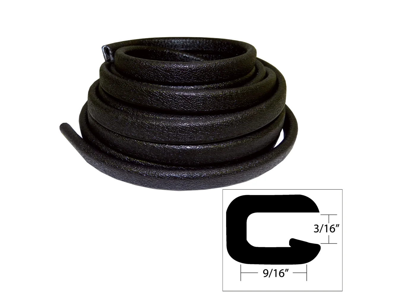 TACO Flexible Vinyl Trim - 5/32" Opening x 9/16"W x 25'L - Black
