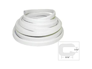 TACO Flexible Vinyl Trim - 5/32" Opening x 9/16"W x 25'L - White