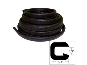 TACO Flexible Vinyl Trim - ¼" Opening x ½"W x 25'L - Black