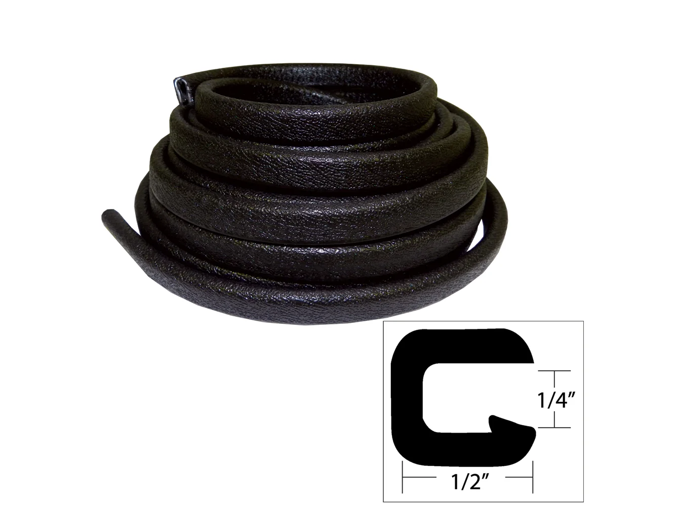 TACO Flexible Vinyl Trim - ¼" Opening x ½"W x 25'L - Black