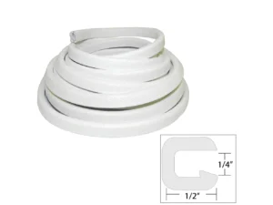 TACO Flexible Vinyl Trim - ¼" Opening x ½"W x 25'L - White