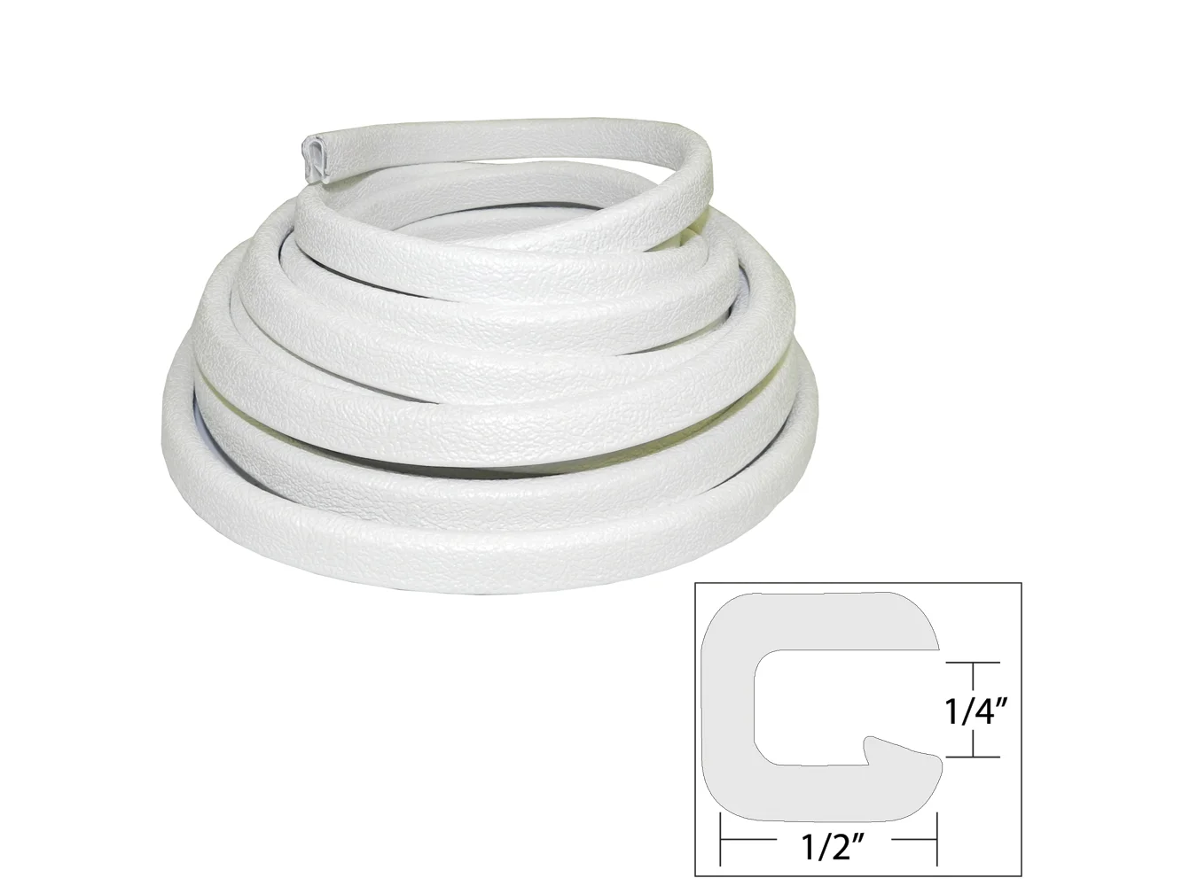TACO Flexible Vinyl Trim - ¼" Opening x ½"W x 25'L - White