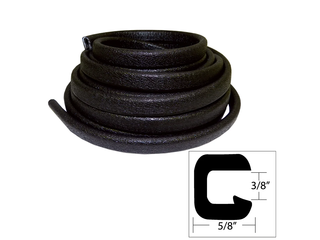 TACO Flexible Vinyl Trim - ⅜" Opening x ⅝"W x 25'L - Black