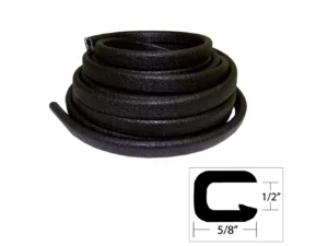 TACO Flexible Vinyl Trim - ½" Opening x ⅝"W x 25'L - Black