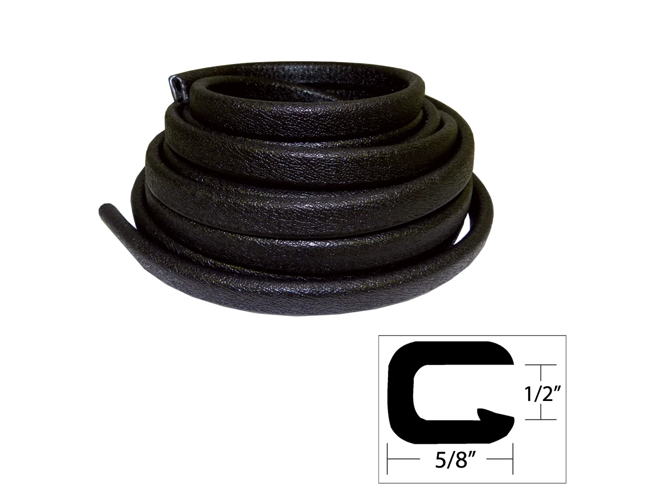 TACO Flexible Vinyl Trim - ½" Opening x ⅝"W x 25'L - Black