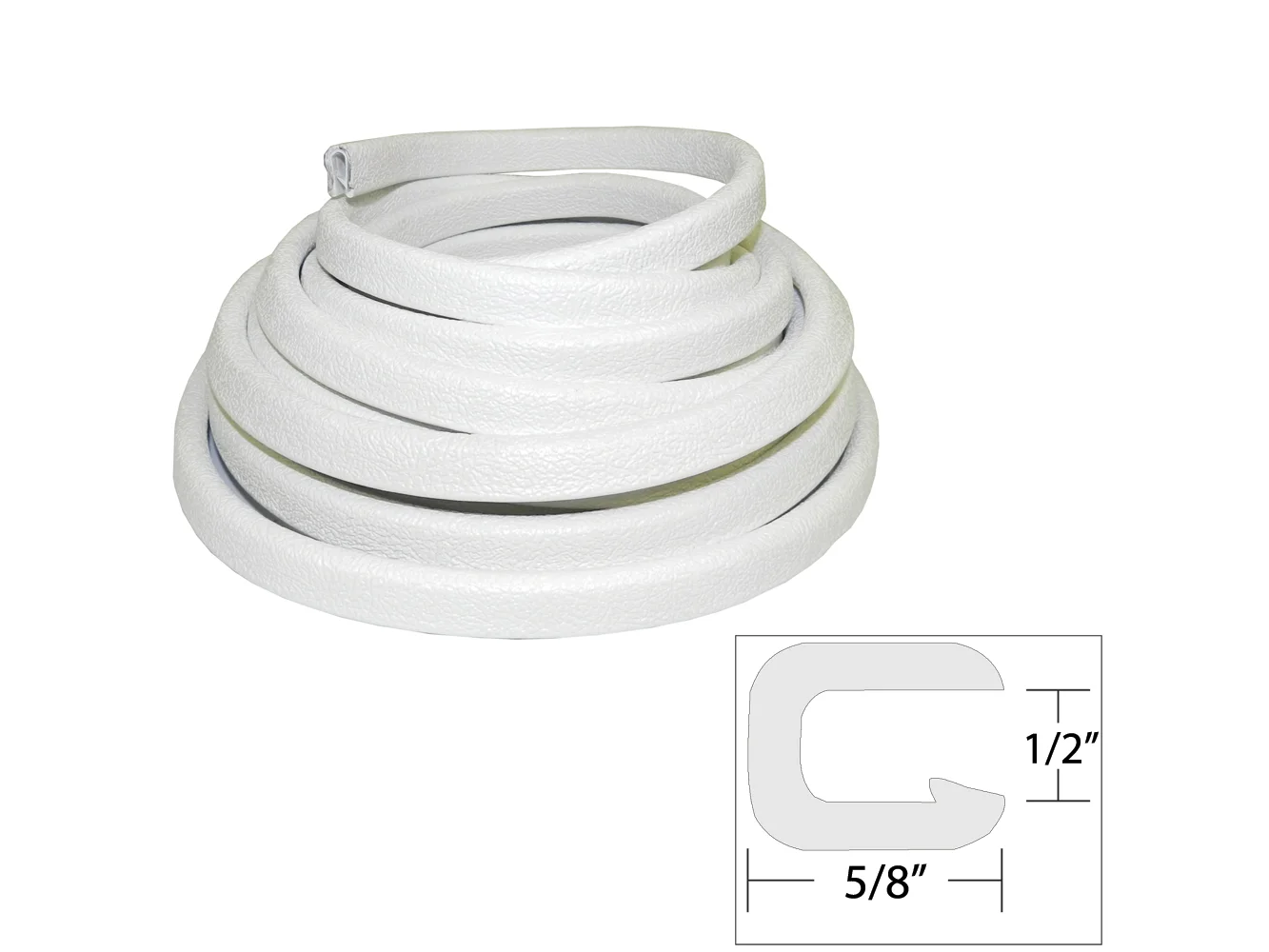 TACO Flexible Vinyl Trim - ½" Opening x ⅝"W x 25'L - White