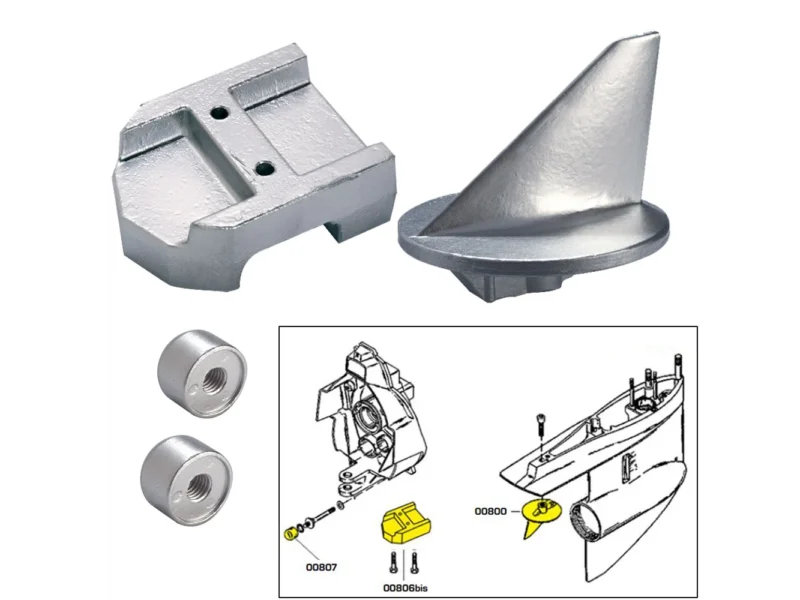 Tecnoseal Anode Kit w/Hardware - Mercury Alpha 1 Gen 1 - Aluminum