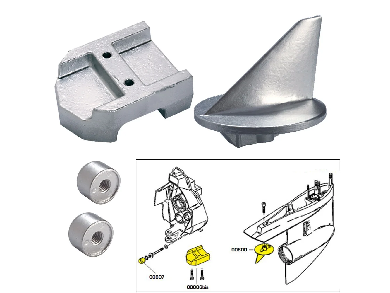 Tecnoseal Anode Kit w/Hardware - Mercury Alpha 1 Gen 1 - Aluminum