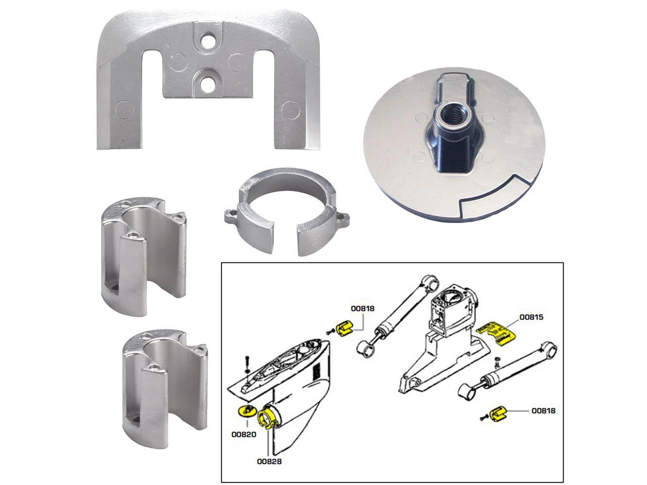 Tecnoseal Anode Kit w/Hardware - Mercury Bravo 1 - Aluminum