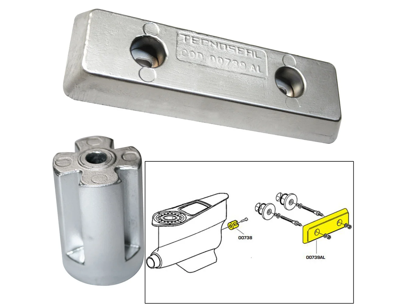 Tecnoseal Anode Kit - Volvo IPS - Zinc/Aluminum