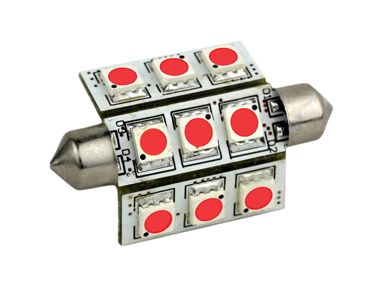 Lunasea Pointed Festoon 9 LED Light Bulb - 42mm - Red