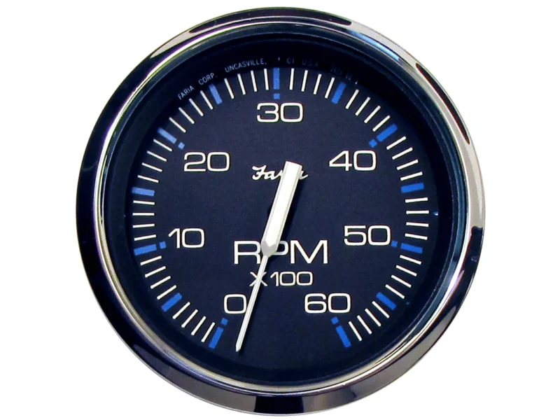 Faria Chesapeake Black 4" Tachometer - 6000 RPM (Gas) (Inboard & I/O)