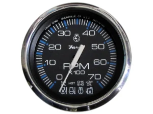 Faria Chesapeake Black SS 4" Tachometer w/Systemcheck Indicator - 7000 RPM (Gas) f/ Johnson / Evinrude Outboard)