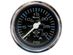 Faria Chesapeake Black 2" Water Pressure Gauge (30 PSI)