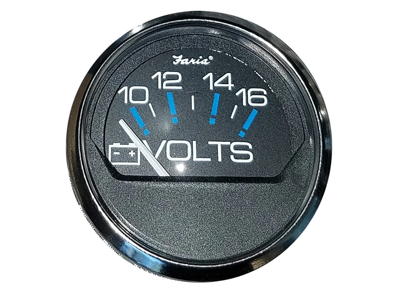 Faria Chesapeake Black 2" Voltmeter (10-16 VDC)