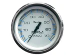 Faria Chesapeake White SS 4" Tachometer - 7000 RPM (Gas) (All Outboards)