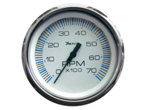Faria Chesapeake White SS 4" Tachometer - 7000 RPM (Gas) (All Outboards)