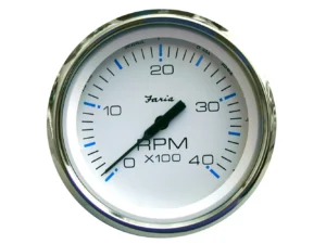 Faria Chesapeake White SS 4" Tachometer - 4000 RPM (Diesel)(Mechanical Takeoff & Var Ratio Alt)