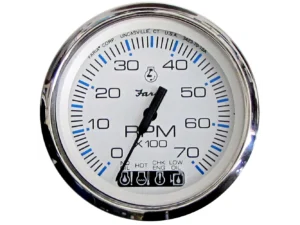 Faria Chesapeake White SS 4" Tachometer w/Systemcheck Indicator - 7000 RPM (Gas) (Johnson/Evinrude Outboard)