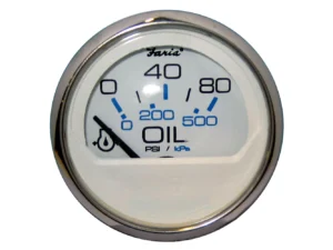 Faria Chesapeake White SS 2" Oil Pressure Gauge (80 PSI)