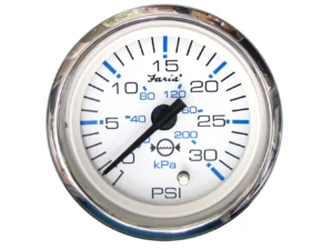 Faria Chesapeake White SS 2" Water Pressure Gauge (30 PSI)