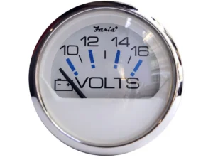 Faria Chesapeake White SS 2" Voltmeter (10-16 VDC)