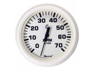 Faria Dress White 4" Tachometer - 7000 RPM (Gas) (All Outboards)