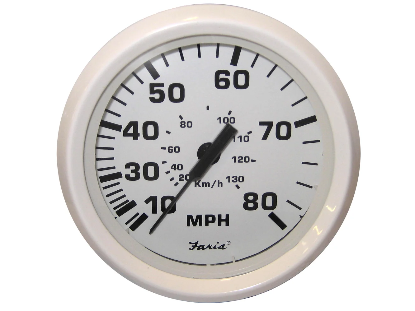 Faria Dress White 4" Speedometer - 80MPH (Pitot)